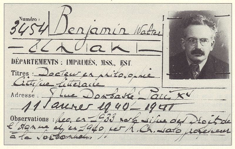 Walter Benjamin's library card in France