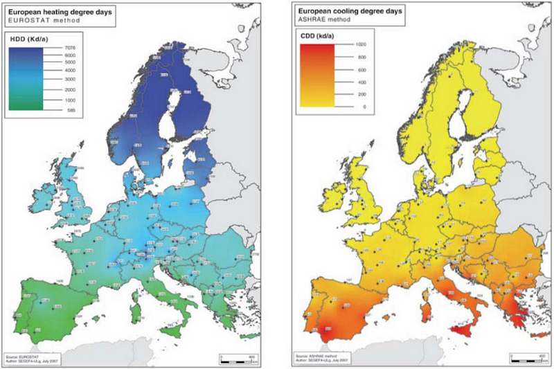 Temperature distribution in Europe