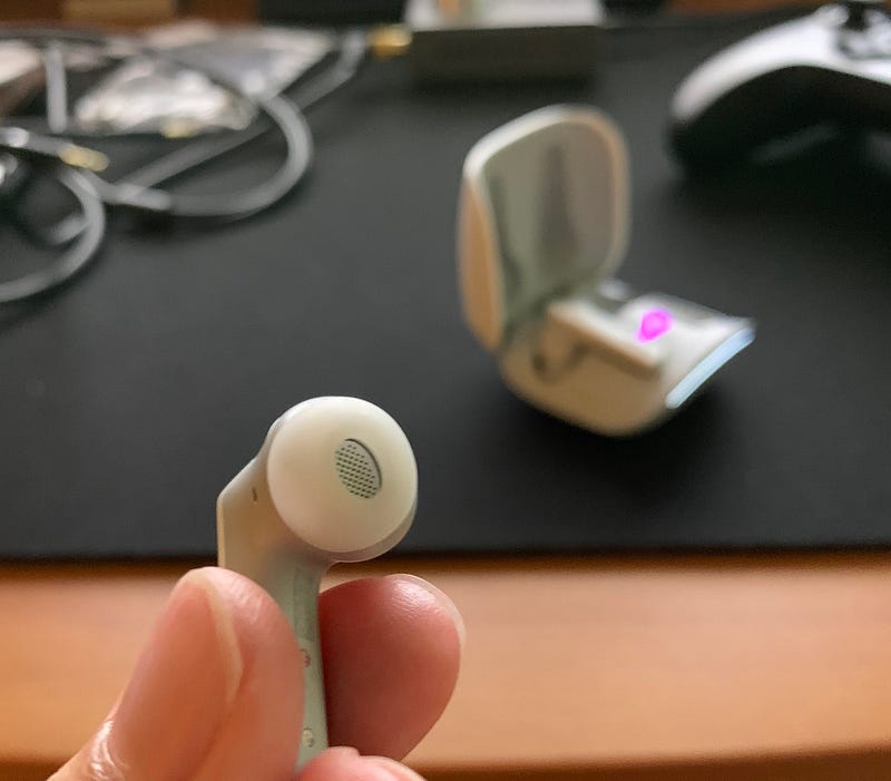 Close-up of Asus ROG Cetra Earbuds