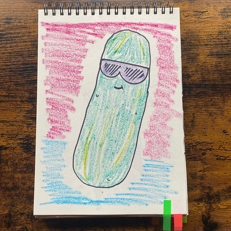 Illustrating the idiom "cool as a cucumber."