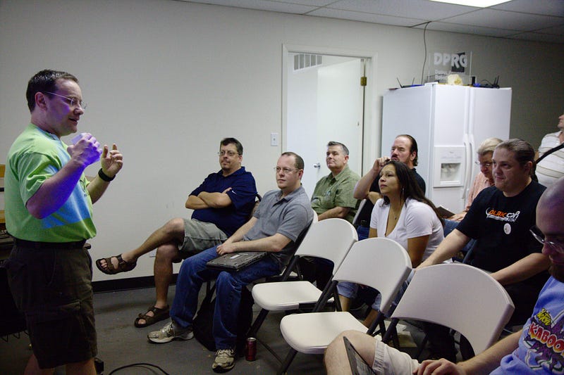 Gathering of creative minds in a makerspace