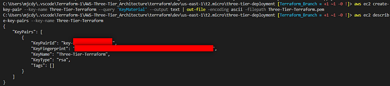 Command line for key pair creation