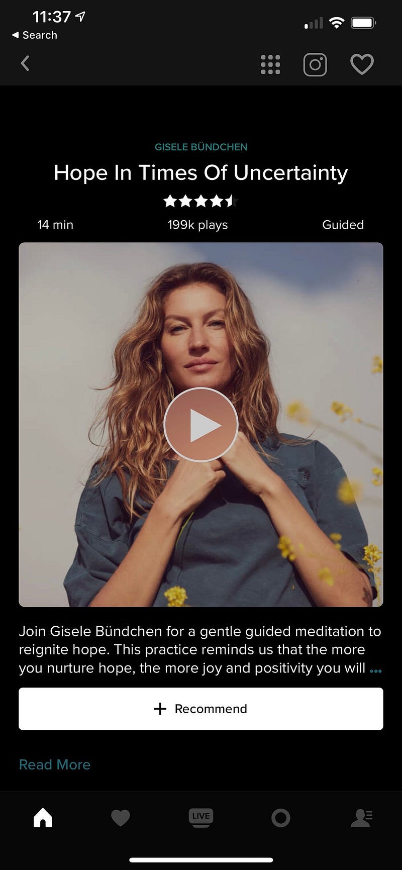 Meditation tracks available on Insight Timer app