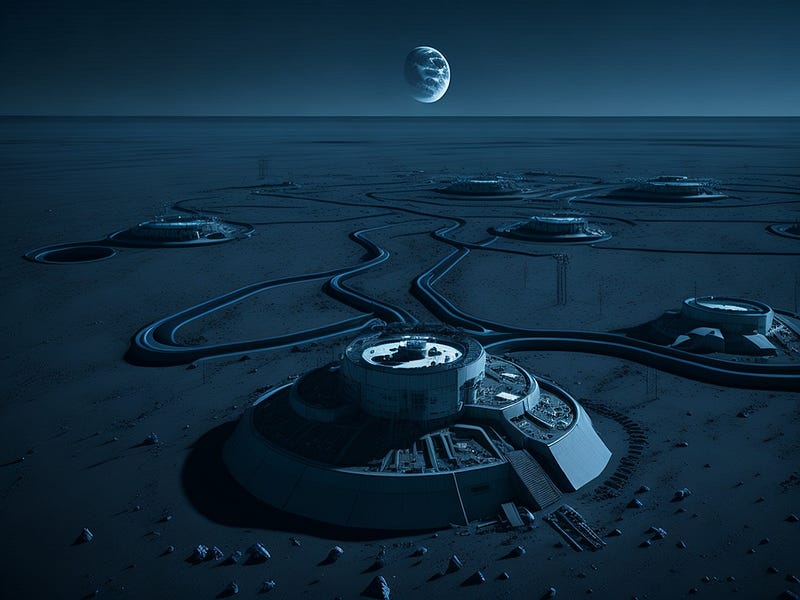 Conceptual illustration of lunar infrastructure