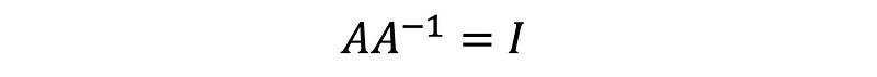 Equation showing the relationship between a matrix and its inverse