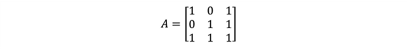 Display of a 3x3 matrix A