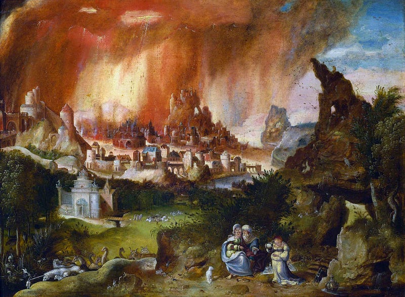 Artistic depiction of the destruction of Sodom and Gomorrah