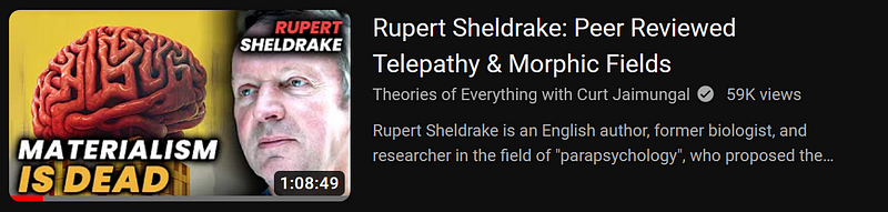 Rupert Sheldrake discussing telepathy and consciousness