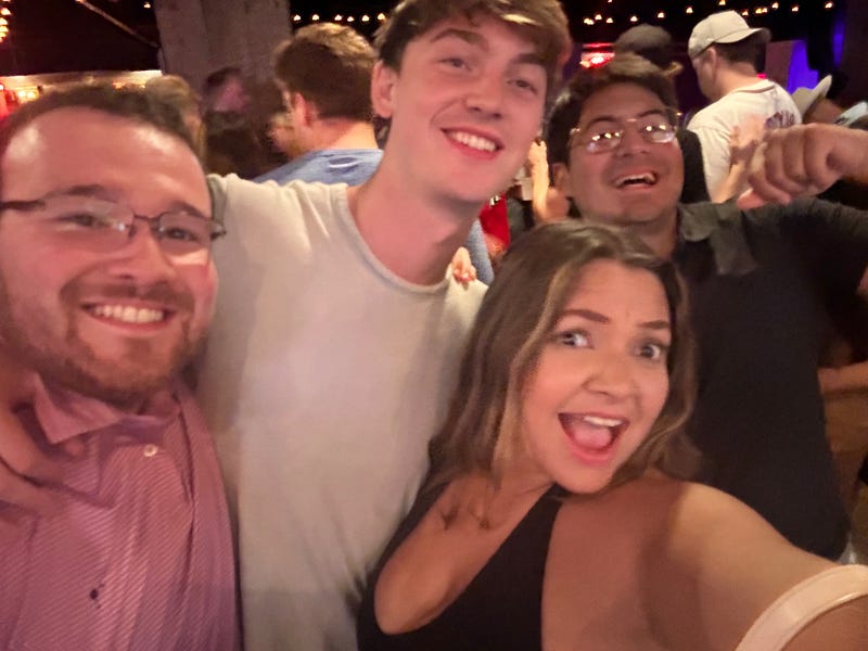 My cousin and friends enjoying a night out