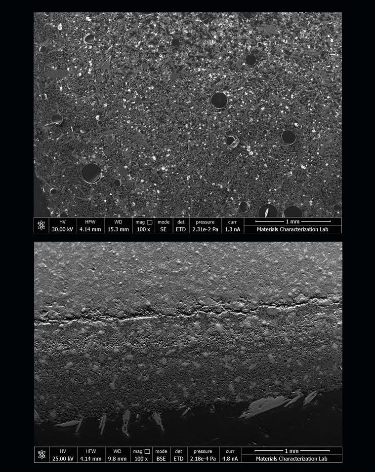 Comparison of ISS and Earth concrete