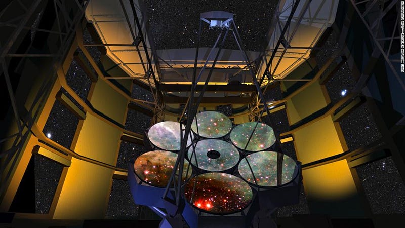 Illustration of the Giant Magellan Telescope at night