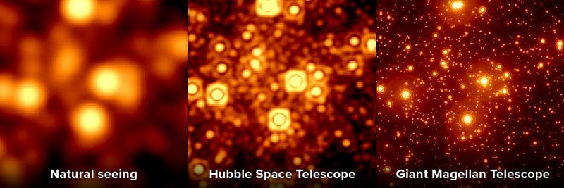 Star field comparison showing resolution improvement