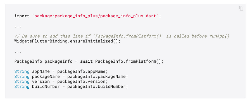 Application Package Information in Flutter