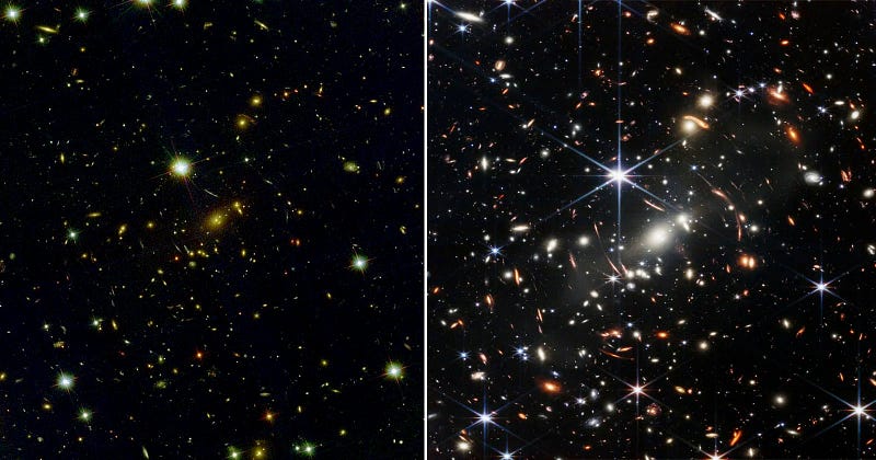 Comparison of Hubble and JWST images