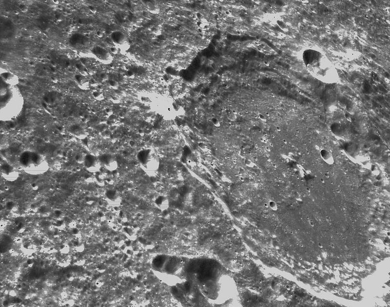 Close-up of Moon's surface features