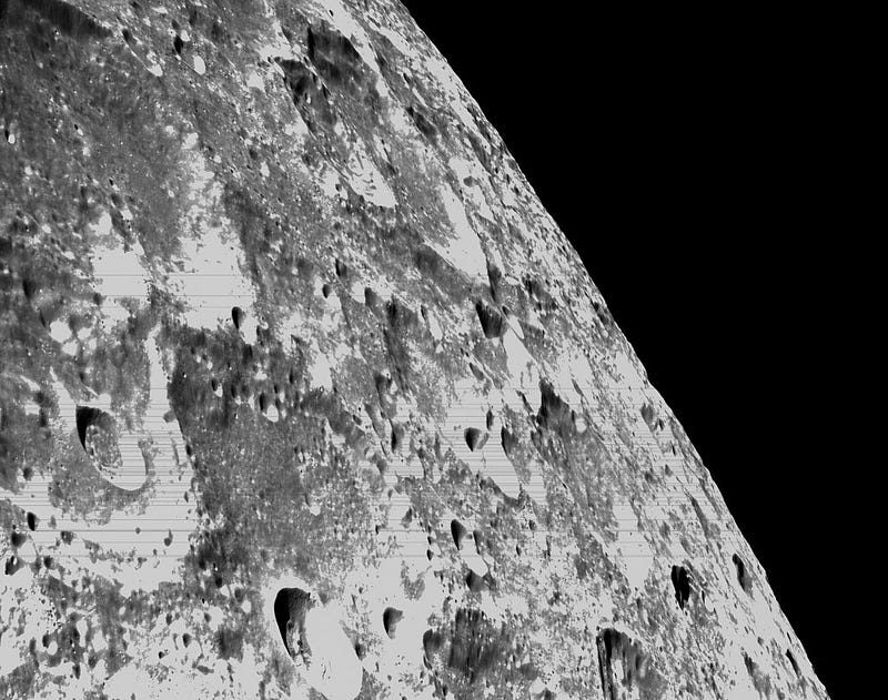 Wide shot of the Moon captured by Artemis I