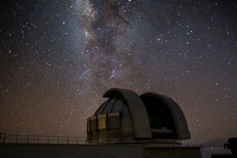 A telescope observing the night sky