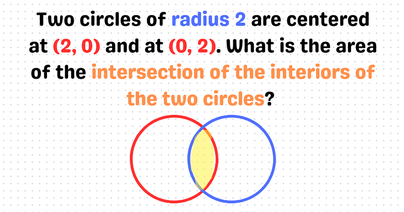 Diagram showing the intersection of two circles