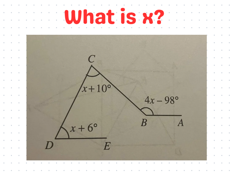 Diagram showing parallel lines AB and DE